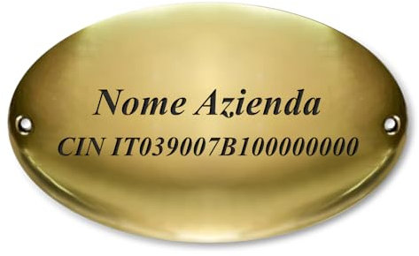 Targhetta Ovale in ottone personalizzata con incisione nome o codice CIN - Targa Ovale Bombata o PIatta in Ottone con Incisioni - Varie Dimensioni e finiture per Porte Ingresso Pareti di casa o uffici