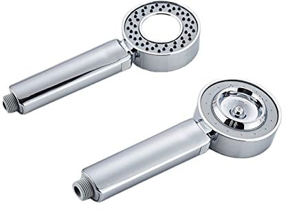VNNHGB Douchettes à Main, Pommeau de Douche Haute Pression, Double Face, Double Fonction, Économie d'eau, Rond, ABS, Chrome, Booster, Bain, Douchette à Main Pommeaux de Douche