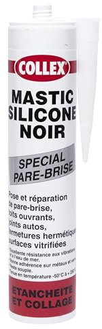 GEB Collex Mastic silicone noir spécial pare brise, toits ouvrants, joints autos - Résiste aux vibrations, à l'eau de mer et aux intempéries - 310ml