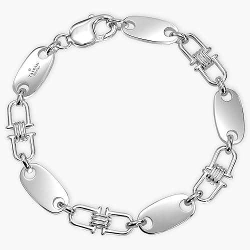 TAIPAN - Armband für Herren Plattenkette 925 Sterling Silber 8 mm breit 20 cm lang - Steigbügelkette mit beweglichen Gliedern - Statement Armkette für Männer mit Echtheitszertifikat - Made in Italy