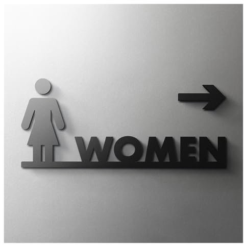 AOEGBY Toilet Sign Matte Floating 3D Relief Arrow Toilet Sign Plate Elegant Wash Room Door Wall Label WC Bathroom Signage House Number Toilet Signs For Door(12,Width 20cm)