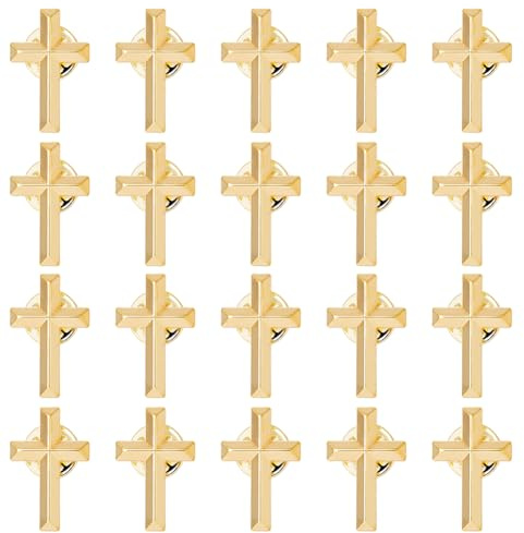 DICOSMETIC 20 Stück Legierungs Kreuznadel Für Männer Goldene Kreuzanstecknadel 25x16mm Religiöse Kreuzbrosche Metall Kreuznadel Set Für Kirchen Gebetskleidung