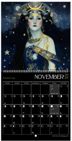 Calendrier mural 2024, calendrier lunaire 2024, calendrier lunaire de la phase lunaire de la déesse, décoration d'astrologie suspendue, calendrier lunaire 2024 pour salon, chambre, salle d'étude