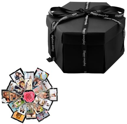 Tabanzhe Explosion Box-Surprise DIY Photo Album Gift Box 6 Face Creative Handmade Personalized Scrapbook Folding Gift Box for Birthday Valentine's Day Wedding Memory Anniversary Christmas