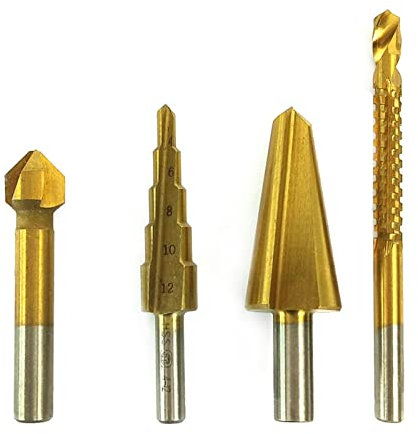 VBPCEFZTLK For 4 piezas de acero de alta velocidad for recubrimiento de titanio, conjunto de brocas de broca de metal, kit de broca de taladro for reparaciones domésticas y trabajos de luz poco