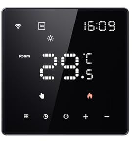 Thermostat Connecté, Thermostat Tuya 16A, chaudière à gaz électrique Intelligente, contrôleur de température Intelligent,pour la Maison(Black 16A)