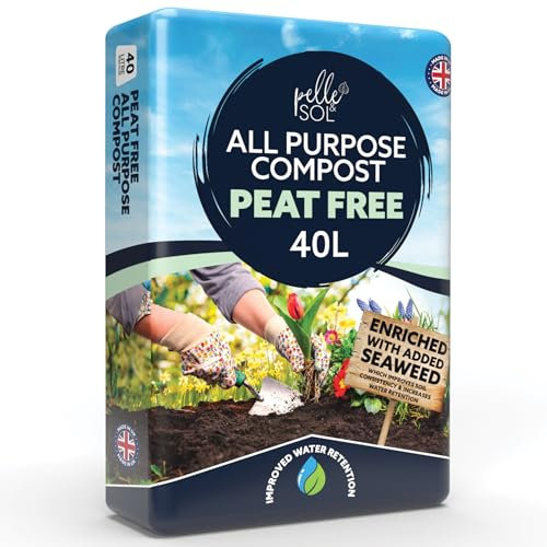 Pelle & Sol 40L Peat Free Compost - All Purpose, Bio & Wood Fiber, Enriched with Seaweed & Volcanic Dust, Ideal for Outdoor Plants, Vegetables, Seed Starting, Potting Soil, Organic Gardening Soil