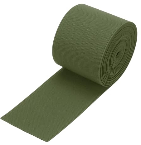 sourcing map Bandes élastiques pour couture - 7 cm - 4,6 m - Vert kaki - Haute élasticité - Pour perruques, ceintures, pantalons