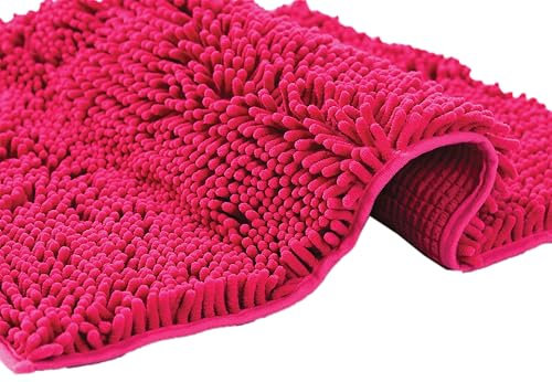 ADP Home - Alfombra de Baño de Chenilla de Pelo Largo | Antideslizante, Extra Suave, Cómoda y Muy Absorbente | 100% Microfibra para Ducha y Bañera | Mod. Shaggy 40x60cm (Fucsia)