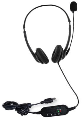 Cuffie binaurali con cavo con spina USB a mani libere con microfono a cancellazione del rumore Pulsante di controllo del volume mute per ufficio Call Center Computer PC Laptop