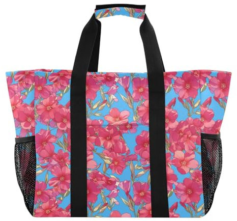 linqin Glowing Red Phlox Flowers Utility Storage Bags with Handles Collapsable Grocery Bags Reusable Sandproof for Laundry, Glowing Red Phlox Flowers, One Size