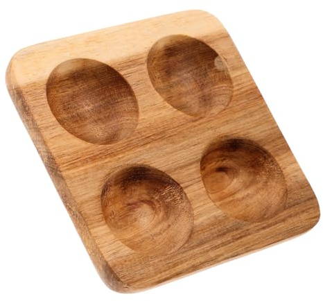 Portauova per 4 Uova in Legno Marrone Vassoio Quadrato da Cucina | Frigorifero e Tavola, Accessorio per Organizzare Uova, Design Unico ed Elegante
