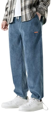 Herren-Jogginghose aus Cord – lässige Cargohose mit elastischem Bund, konischer Passform und Kordelzug, mehrere Taschen, bequeme Baggy-Sweathose, a, M