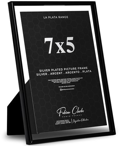 Black Photo Frame Picture Frame Floating Style Plain Metal Gloss Black Finish and Tarnish Protected for Wedding Picture or Family Photos (8x6)