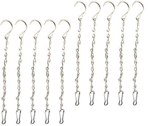 Fzaqwen Paquete de 10 Colgantes, Cadena de Jaula de Pájaros, con Gancho, para Colgar Cestas de Flores, Colgadores de Faroles para Comederos de Pájaros