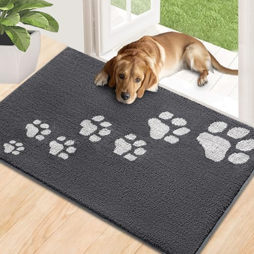 Timogift Schmutzfangmatte Innen 60 x 90 cm, rutschfeste Maschinenwaschbare Dunkelgrau Fußmatte, Eingangstürmatte mit Wasserabsorbierenden, Fussmatte für Hund, Eingang, Haustür