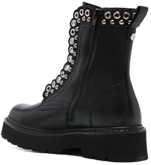 Cult Stivaletti Donna in Pelle, Suola Platform 3 cm, Tacco 4.5 cm, Gambale 17 cm, Nero (36-41, Sistema Taglie Calzature EU, Adulto, Numero, Media, 41)