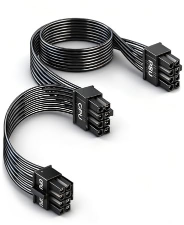 RIIEYOCA 18AWG CPU Cable for Cor/sair PSUs,UL/1007 8 Pin Male to Dual 8-Pin (4+4 -Pin Detachable) Male EPS Cable for Cor/sair Modular Power Supply（60CM+20CM