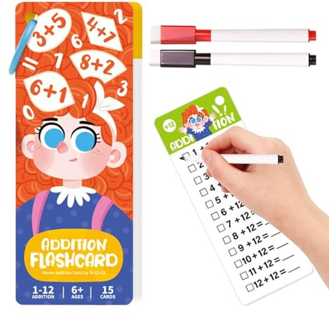 Mathematik-Lernkarten | Frühe Entwicklung Mathematikspiele – Mathematik-Lernkarten – für Zuhause, Schule, Grundschule, Outdoor, Innenbereich, Urlaub, Auto, Flugzeug, Reisen