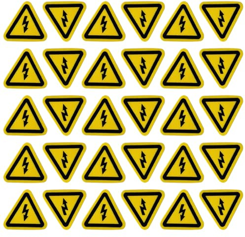 ApexPine 300 Pcs Yellow Triangle High Voltage Warning Stickers | 300 pack self-adhesive pvc yellow triangle warning stickers, high voltage hazard labels for home office factory electrical