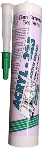Den Braven Acryl 325 - Mastic Acrylique Joints et Fissures – Intérieur – Pour Escaliers, Murs, Plafonds, Plinthes, Fenêtres, Béton ... – Tous Matériaux – Couleur Pierre Gris – Cartouche de 300 ml