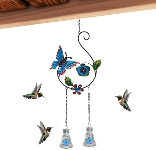 Distributeur de nourriture pour colibri | Anti-fourmis et abeilles Anti-fuite Charmant élégant Coloré – Ornement de mangeoire pour oiseaux sauvages – Pour salon, terrasse, balcon, pelouse, prairie