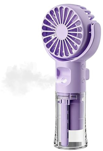 DAJASD Mini Ventilador De Mano, Ventilador Portátil Con 20ml Niebla Agua, 4 Velocidades, Ventilador Usb, Recargable Por USB, Para Oficina Al Aire Libre Vacaciones(Morado)