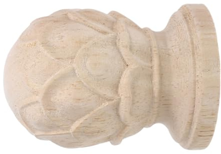 Toyvian Remate de Madera Tallada Piña Europeo 4x6 Cm para Decoración Interior, Remate Decorativo para Postes de Cortina y Cama, Accesorio Artesanal para Manualidades y Bricolaje
