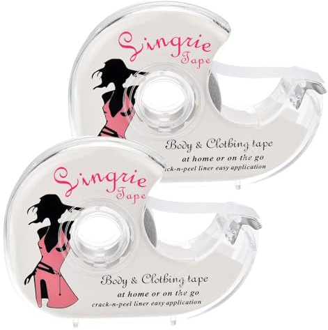 GWEOR 2 cajas Cinta Doble Cara Ropa, Fashion Beauty Tape, para Cuerpo Cinta de Lencería, Doble Cara Cintas de Ropa, Vestido, Cinta de Adhesivo Sujetador, 1,6cm*10m