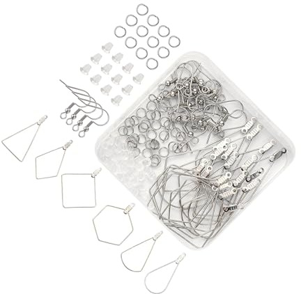 TUXCAXI Attraktives Schmuckzubehör für die Ohrringherstellung: Biegeringe und hypoallergene Ohrhaken für moderne Designs, transparente Verschlüsse, DIY Perlenringe