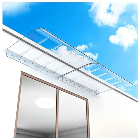 Pultbogenvordach Haustürvordach Überdachung,Vordach für Haustür aus 3,5 mm Massiv Polycarbonat,UV-Schutz Türdach Regenschutz,für Balkon Fenster Terrasse Hauseingang(W35*L80cm/W13.7*L31.4in)