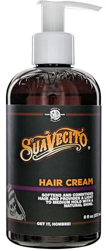Suavecito Hair Cream Pump Bottle Medium Shine All Day Light Hold (8 oz)