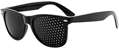 Grenhaven Rasterbrille Lochbrille für Augentraining und Verbesserung der Sehqualität, Gitter-Brille mit faltbaren Bügeln, Pinhole Glasses, schwarz