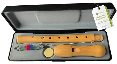 HeroMusics Blockflöte für Kinder aus Holz - Flöte mit Barocker Griffweise - 8-Loch Flöte für Erwachsene - Sopranblockflöte aus Premium Ahornholz - Blockflötenset mit Reinigungsset & Etui