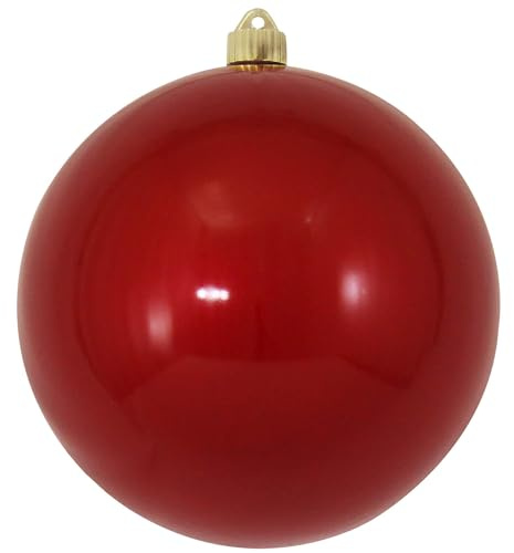 Christmas By Krebs 8 (200mm) Candy Red [1 Piece] Extra Large Solid Oversized Huge Big Outdoor Plastic, UV Ball Ornament Hanging Tree Decorations