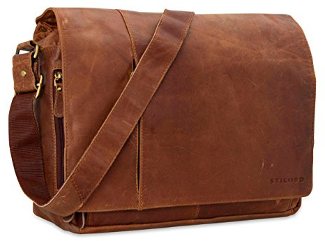 STILORD Vintage Umhängetasche Leder groß für Herren Damen 15.6 Zoll Laptoptasche Unitasche Bürotasche Moderne Aktentasche aus echtem Büffelleder