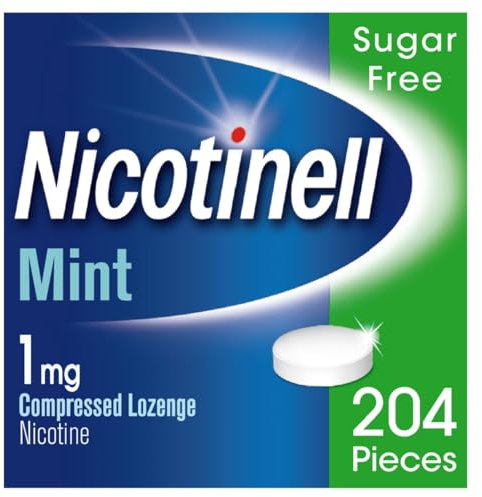 Nicotinell Mint Lozenge 1mg (204 Lozenges), Stop Smoking Aid, Sugar Free Nicotine Lozenges, Fresh Mint Flavour, 1mg Regular Strength for Light Smokers, Quit Smoking Aid, Mega Pack