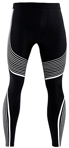 MISSMAO Sports herr, dubbla kompressionsbyxor, funktionella underkläder, baslager, långa gymleggings, Vit, M