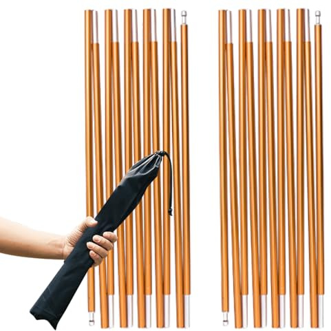TRIWONDER 2 Stück Zeltstange, Alu Zeltstange Reparatur Set, Tarp Pole Tarpstange, Aufstellstangen Ersatz-Zeltstangen für Camping Wandern Tarp Zelt (Gold - 3.6m)