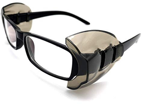 KOSTOO Lot de 2 paires de boucliers latéraux pour lunettes de sécurité - Gris transparent - Pour protection des yeux - Convient aux lunettes de petite et moyenne taille (gris foncé)