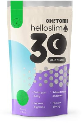 Oh!Tomi | Té depurativo Hello Slim | Para la noche | Desintoxicación | Favorece la pérdida de peso | Ayuda a relajarse | Facilita el sueño | Ingredientes naturales | Sabor suave | 30 sobres