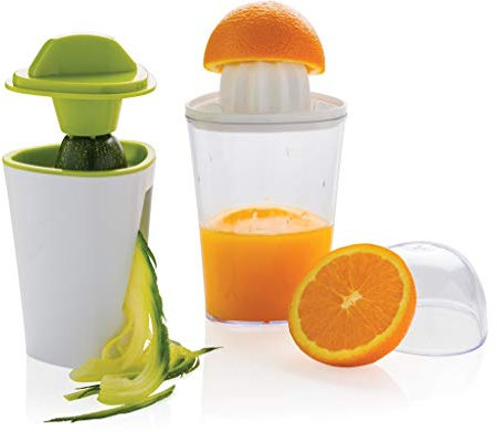 Spiral Slicer & juicer 2 in 1 Hand Held Vegetable Spiralizer Slicer Food Cutter Handheld Spiral Slicer Zucchini Noodle &Veggie Pasta &Spaghetti Maker.