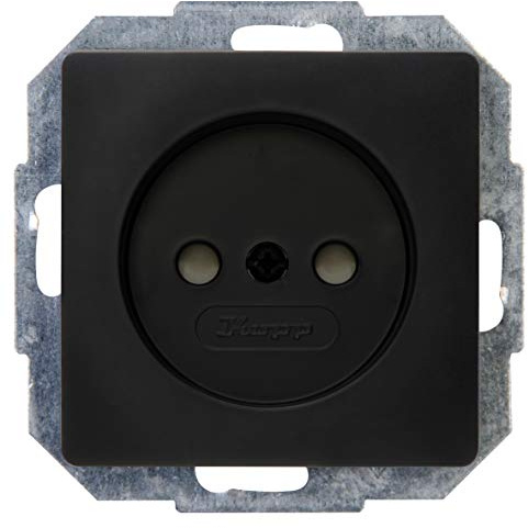 Kopp Paris Steckdose ohne Schutzkontakt, 1-fach, mit Berührungsschutz, 16A, 250V~, IP20, schwarz, matte Oberfläche, 921250089