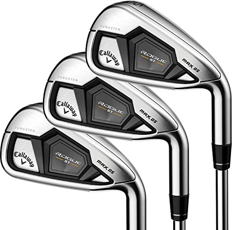 Callaway Golf Rogue ST Max OS Iron Set (Left Hand, Steel Shaft, Regular Flex, 4 Iron - PW, AW, SW, Set of 9 Clubs)