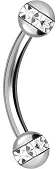 PIERCINGLINE Titan Banane | 2 EPOXY-RING-KUGELN | Gebogener Piercing Stab für Augenbraue Ohr Lippe Intim Brust | Größenauswahl