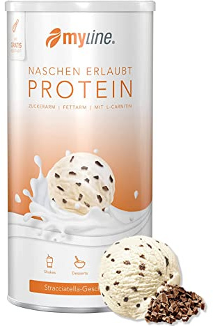 Myline Protein Shake Eiweißpulver viele Geschmacksrichtungen 400g + Maßband (Stracciatella)
