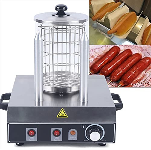 RibasuBB Máquina de perrito caliente, calentador de salchichas, 220 V, temperatura ajustable, calentador de salchichas, acero inoxidable, tostadora para catering, aperitivos, celebraciones familiares