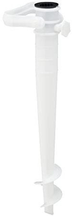 Relaxdays Puntale Reggi Ombrellone, Trivella a Vite, Infilare e Avvitare, con Manico, Prato e Spiaggia, Plastica, Bianco