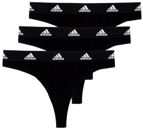 Adidas String Tanga dam (3-pack) trosor dam (storlek XS – XXL) – bekväma underkläder kvinnor bomull, 3 x svart, XL