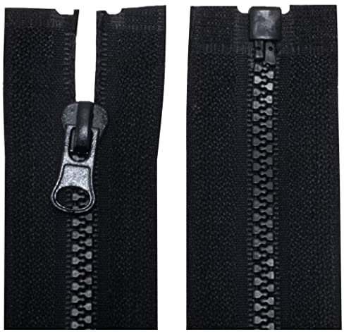 Aerzetix - C63882 - Set di 2 Cerniere Lampo iniettate N°3 70cm separabili - tiretto Decorativo - cursore in Metallo - Colore Nero - Rete Scorrevole Cucito Abbigliamento merceria Giacca